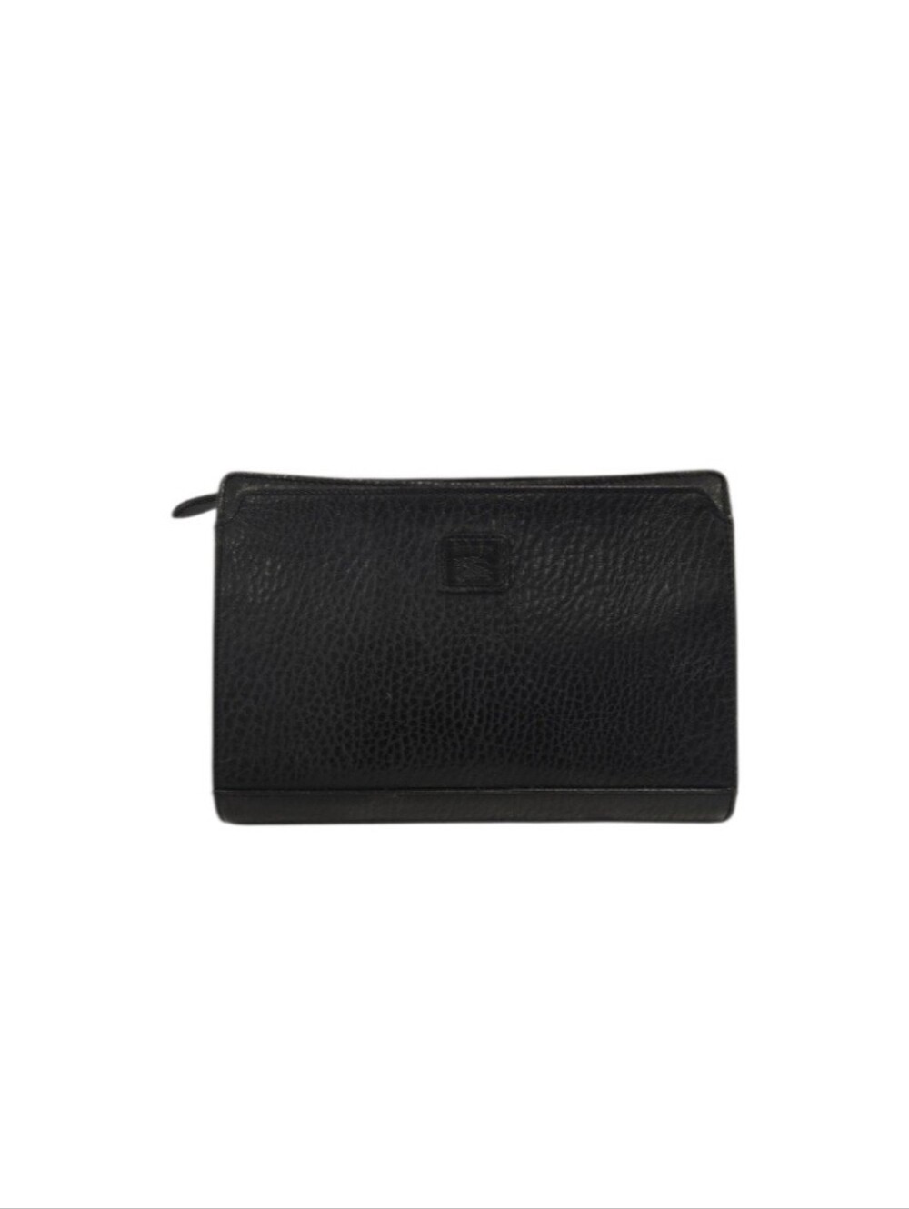 Burberrys Vintage Unisex Black Pebbled Leather Pouch